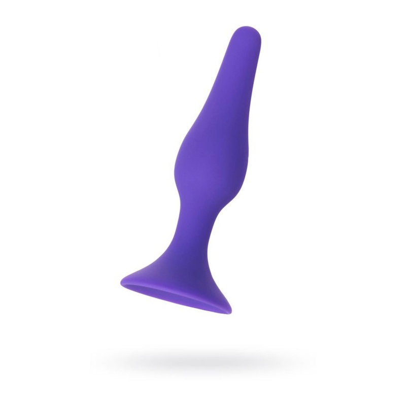 Korek analny A-TOYS Butt Plug Purple - silikon medyczny, trójkątna baza z przyssawką, wąska końcówka - 1