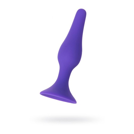 Korek analny A-TOYS Butt Plug Purple - silikon medyczny, trójkątna baza z przyssawką, wąska końcówka - 1