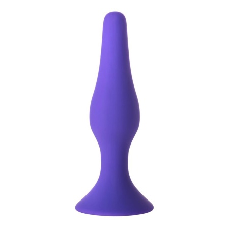Korek analny A-TOYS Butt Plug Purple - silikon medyczny, trójkątna baza z przyssawką, wąska końcówka - 3