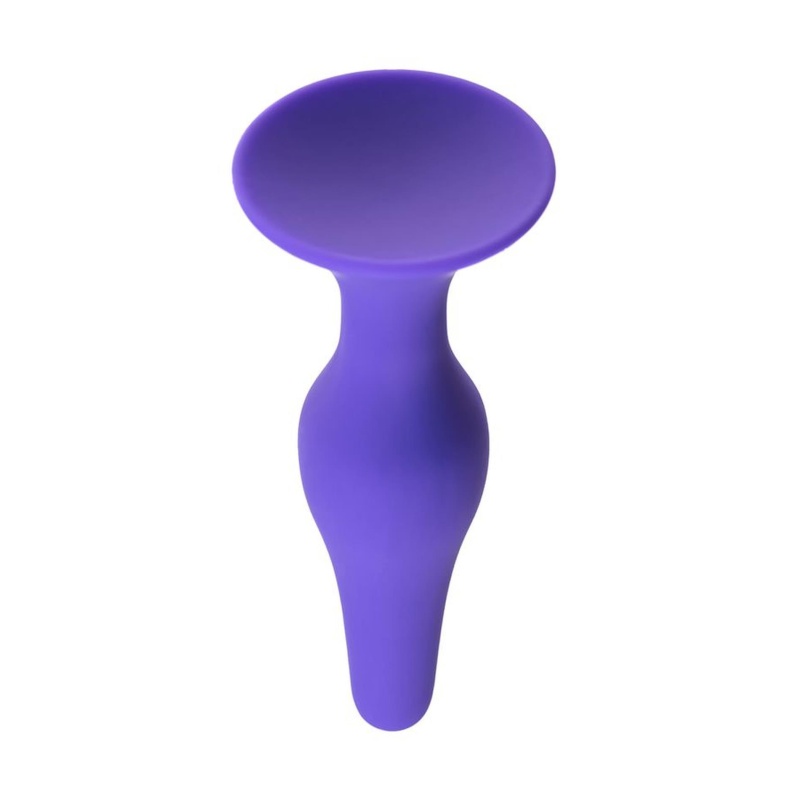 Korek analny A-TOYS Butt Plug Purple - silikon medyczny, trójkątna baza z przyssawką, wąska końcówka - 4