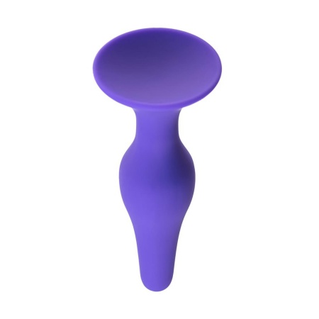 Korek analny A-TOYS Butt Plug Purple - silikon medyczny, trójkątna baza z przyssawką, wąska końcówka - 4