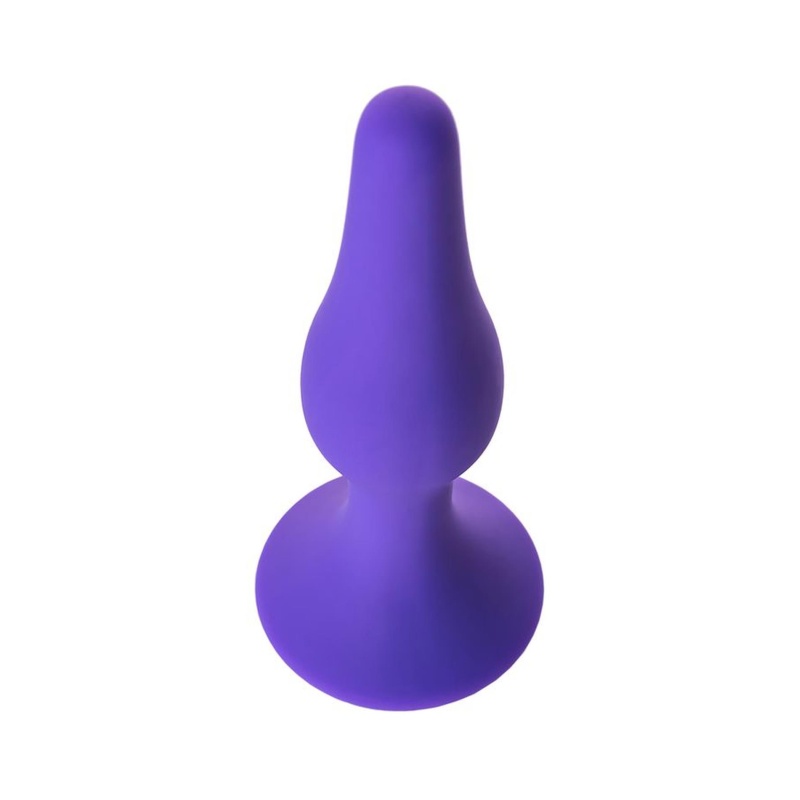 Korek analny A-TOYS Butt Plug Purple - silikon medyczny, trójkątna baza z przyssawką, wąska końcówka - 5
