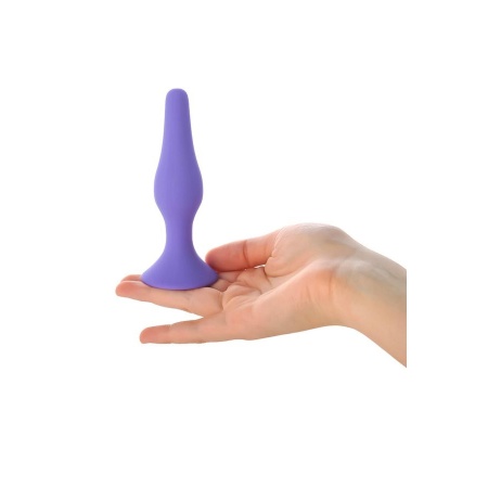 Korek analny A-TOYS Butt Plug Purple - silikon medyczny, trójkątna baza z przyssawką, wąska końcówka - 8