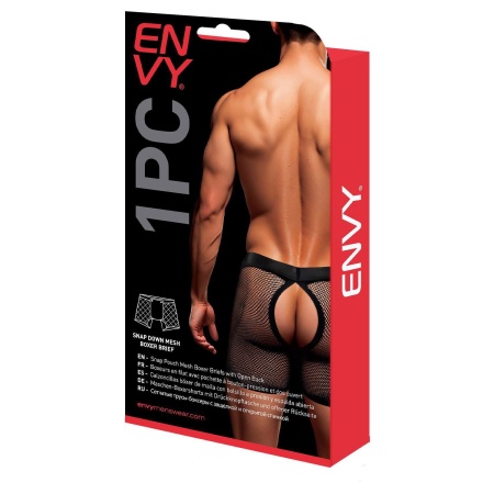 ENVY SNAP DOWN MESH BOXER BRIEF BLACK RED, S/M - 3