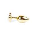 Biżuteria analna Gold Heart Plug - stal nierdzewna, zielony kamień szklany w kształcie serca, długość 7 cm, średnica 2,7 cm - 3