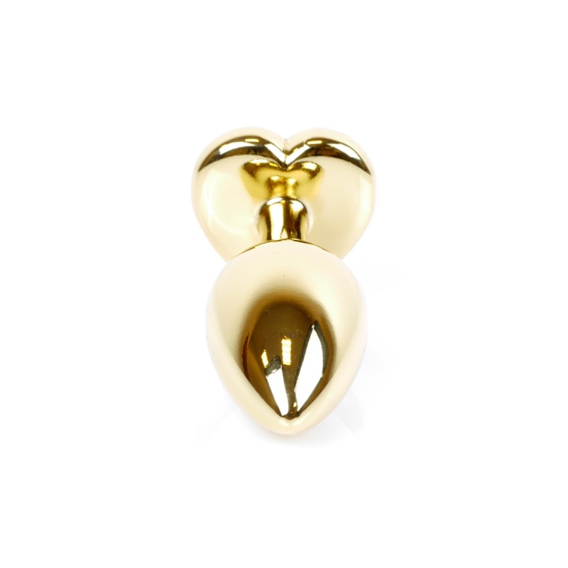 Biżuteria analna Gold Heart Plug - stal nierdzewna, zielony kamień szklany w kształcie serca, długość 7 cm, średnica 2,7 cm - 4
