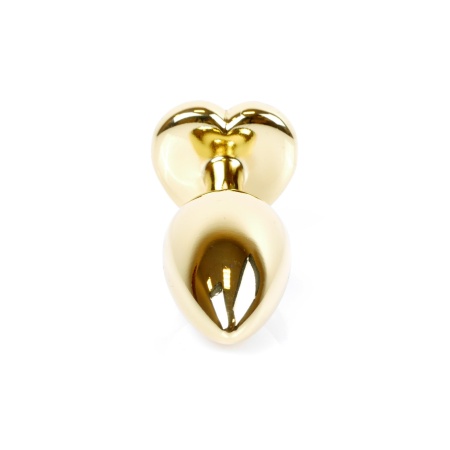 Biżuteria analna Gold Heart Plug - stal nierdzewna, zielony kamień szklany w kształcie serca, długość 7 cm, średnica 2,7 cm - 4