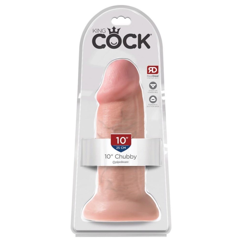 Dildo King Cock 10in. Chubby – Twardy rdzeń, przyssawka, dł. 25,4 cm, śr. 7,6 cm - 1
