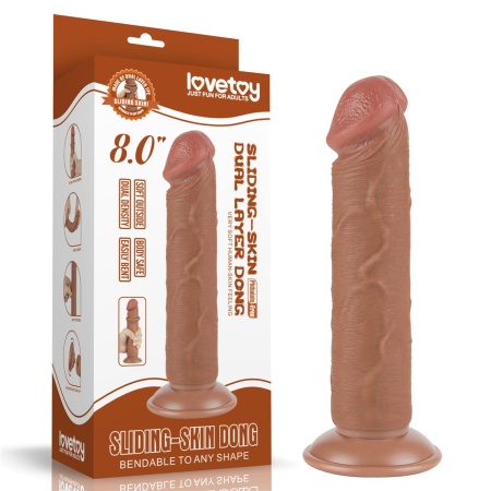 Dildo realistyczne Sliding Skin Dual Layer 20 cm brązowy - 1