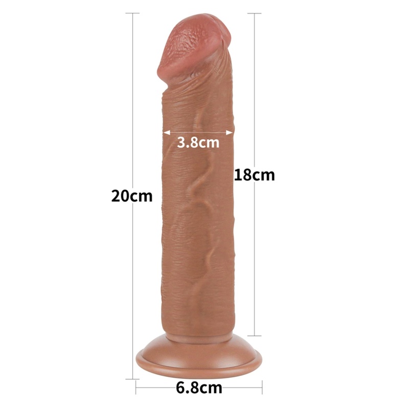 Dildo realistyczne Sliding Skin Dual Layer 20 cm brązowy - 2