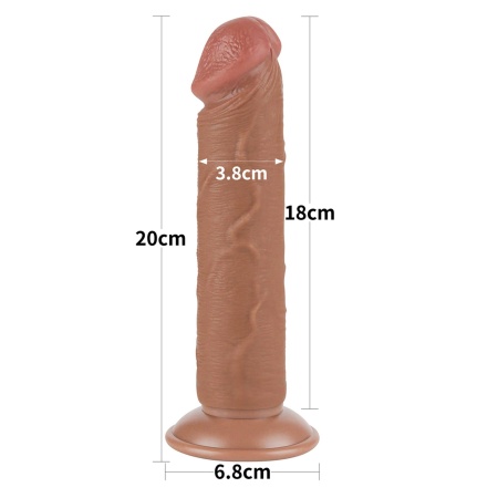 Dildo realistyczne Sliding Skin Dual Layer 20 cm brązowy - 2