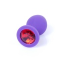 Biżuteria analna Jewellery Purple Medium - anatomiczny korek z silikonu medycznego, zwężona szyjka, szeroka podstawa z kamieniem - 1