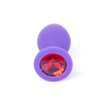 Biżuteria analna Jewellery Purple Medium - anatomiczny korek z silikonu medycznego, zwężona szyjka, szeroka podstawa z kamieniem - 2