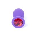 Biżuteria analna Jewellery Purple Medium - anatomiczny korek z silikonu medycznego, zwężona szyjka, szeroka podstawa z kamieniem - 2