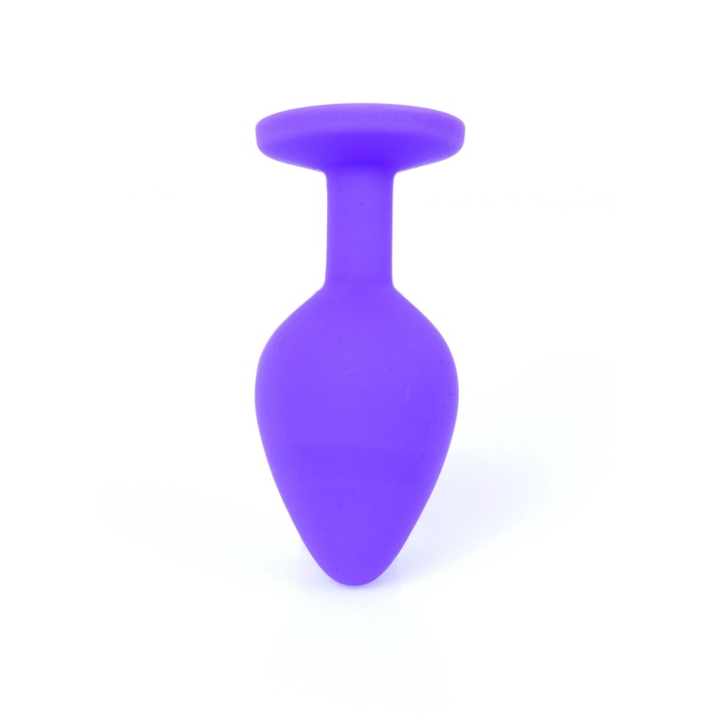 Biżuteria analna Jewellery Purple Medium - anatomiczny korek z silikonu medycznego, zwężona szyjka, szeroka podstawa z kamieniem - 5