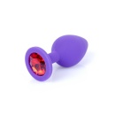 Biżuteria analna Jewellery Purple Medium - anatomiczny korek z silikonu medycznego, zwężona szyjka, szeroka podstawa z kamieniem - 7