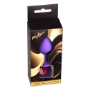 Biżuteria analna Jewellery Purple Medium - anatomiczny korek z silikonu medycznego, zwężona szyjka, szeroka podstawa z kamieniem - 9