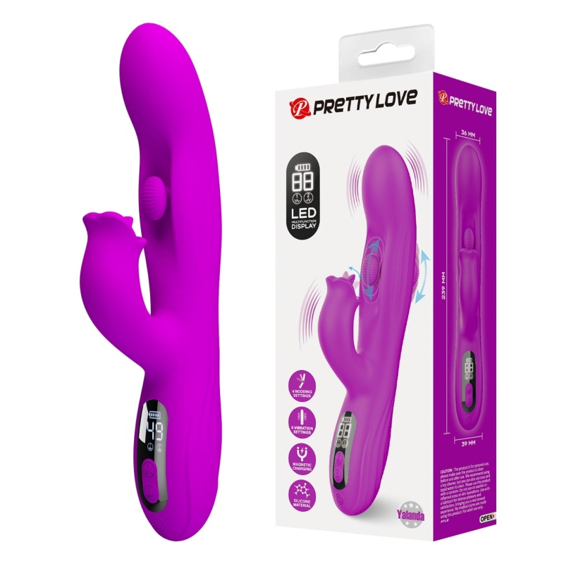 Wibrator króliczek Yalanda Purple - nodding, 9 trybów wibracji, wyświetlacz LED, 23,9 cm - 1