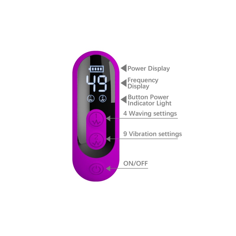 Wibrator króliczek Yalanda Purple - nodding, 9 trybów wibracji, wyświetlacz LED, 23,9 cm - 9