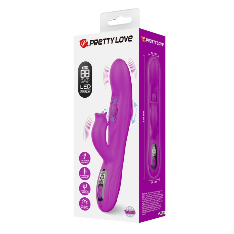 Wibrator króliczek Yalanda Purple - nodding, 9 trybów wibracji, wyświetlacz LED, 23,9 cm - 11