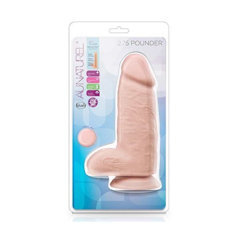 Au Naturel 2.75 Pounder Vanilla - realistyczne dildo dual density Sensa Feel® z przyssawką, długość 25,4 cm, średnica 7,6 cm - 1