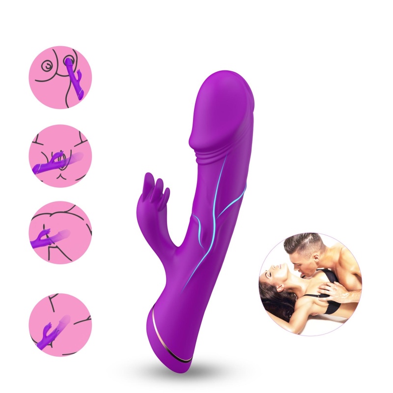 Wibrator króliczek Rubberco Purple - podwójna stymulacja punktu G i łechtaczki, 2 silniki, 2 × 9 funkcji wibracji - 7