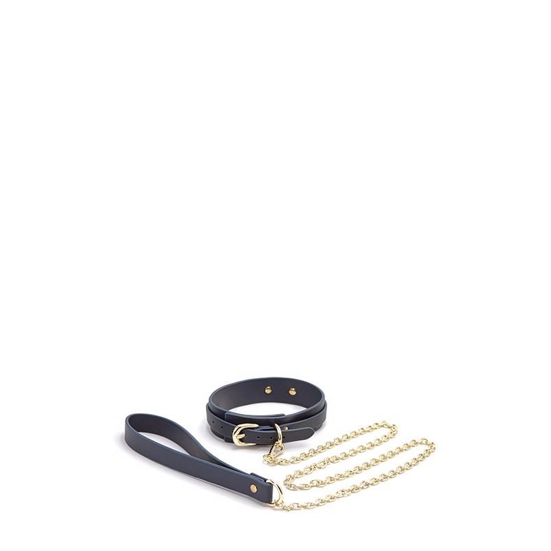 BONDAGE COUTURE COLLAR AND LEASH BLUE - 3