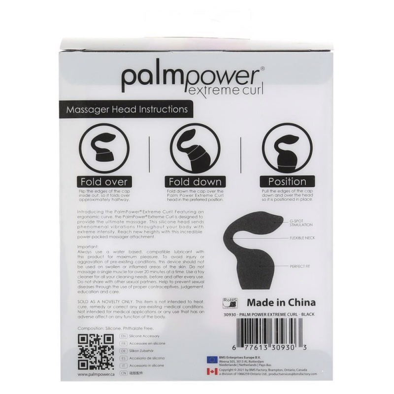 Nakładka silikonowa Extreme Pleasure Curl Black do masażera PalmPower Extreme - zakrzywiony profil stymulujący, 10,1 cm × 9 cm - 6
