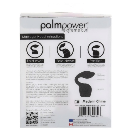 Nakładka silikonowa Extreme Pleasure Curl Black do masażera PalmPower Extreme - zakrzywiony profil stymulujący, 10,1 cm × 9 cm - 6