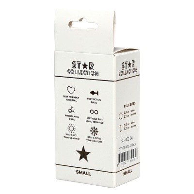 Star Collection - Black Silicone Anal Plug S - Purple Stone - 1 2