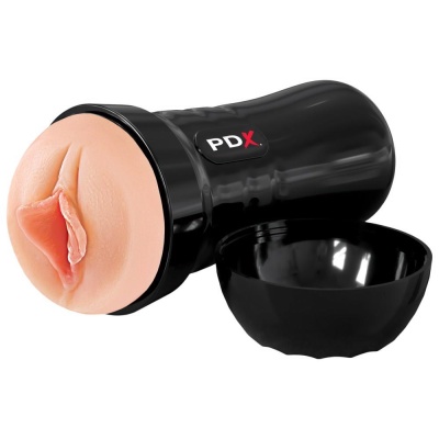 Masturbator PDX Extreme Wet Pussies Super Luscious Lips – samonawilżający rękaw Fanta Flesh, 21,6 cm - 1 2