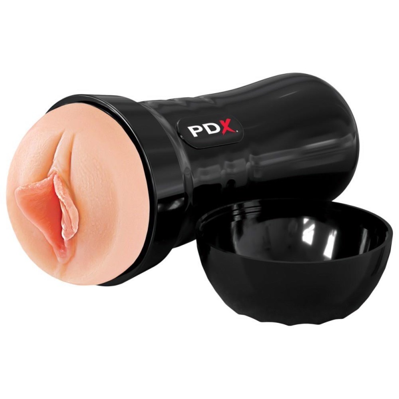 Masturbator PDX Extreme Wet Pussies Super Luscious Lips – samonawilżający rękaw Fanta Flesh, 21,6 cm - 2