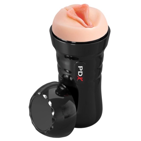 Masturbator PDX Extreme Wet Pussies Super Luscious Lips – samonawilżający rękaw Fanta Flesh, 21,6 cm - 4