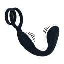 Vibrating Silicone Prostate Stimulator with Cock and Ball Ring - Black - 1