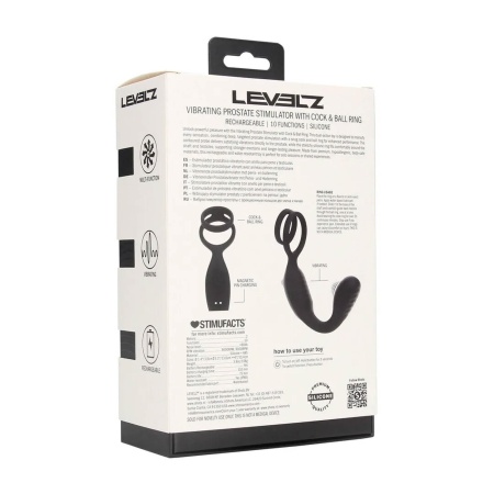 Vibrating Silicone Prostate Stimulator with Cock and Ball Ring - Black - 3