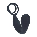 Vibrating Silicone Prostate Stimulator with Cock and Ball Ring - Black - 4