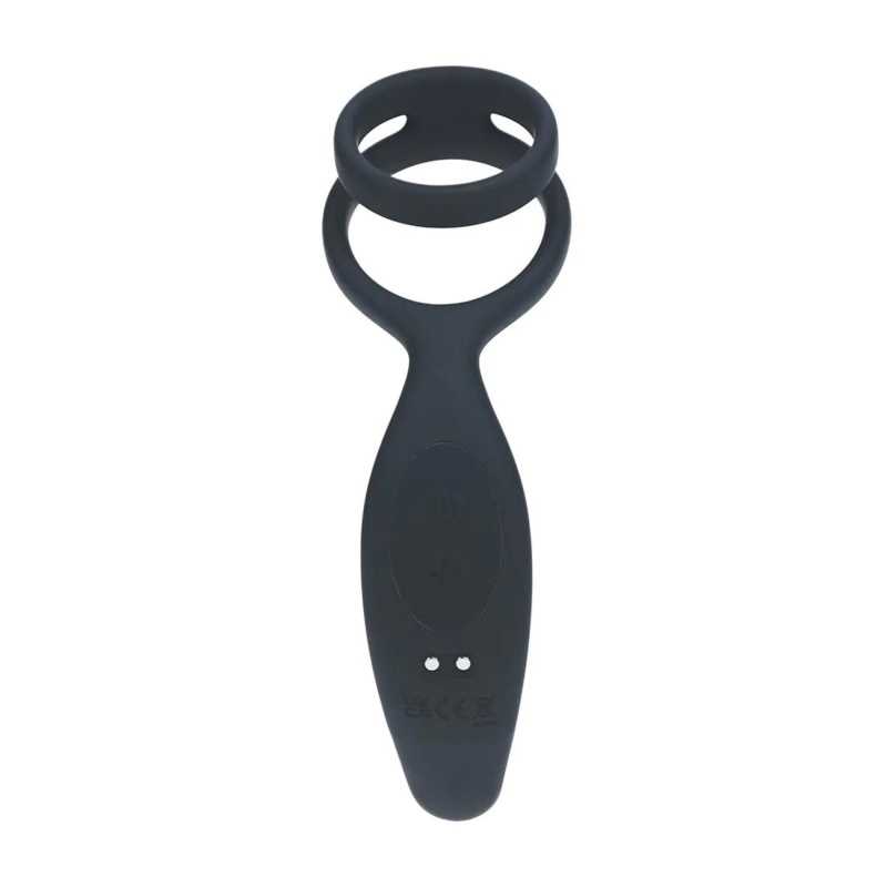 Vibrating Silicone Prostate Stimulator with Cock and Ball Ring - Black - 5
