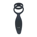 Vibrating Silicone Prostate Stimulator with Cock and Ball Ring - Black - 5