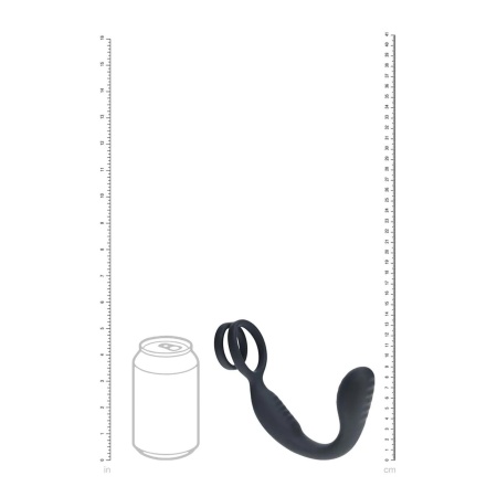 Vibrating Silicone Prostate Stimulator with Cock and Ball Ring - Black - 8