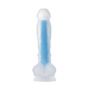 Dildo Matt Glow Blue - dwuwarstwowy silikon płynny, świecenie w ciemności, długość całkowita 13 cm - 4