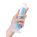 Dildo Matt Glow Blue - dwuwarstwowy silikon płynny, świecenie w ciemności, długość całkowita 13 cm - 5