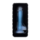 Dildo Matt Glow Blue - dwuwarstwowy silikon płynny, świecenie w ciemności, długość całkowita 13 cm - 6