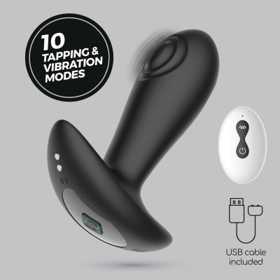 Czarny wibrator analny Octo z pilotem – 10 trybów, 12 cm, silikon - 1 2