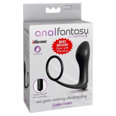 Ass-Gasm Cockring Vibrating Plug – wibrujący korek analny z pierścieniem na penisa, długość 10,4 cm - 1