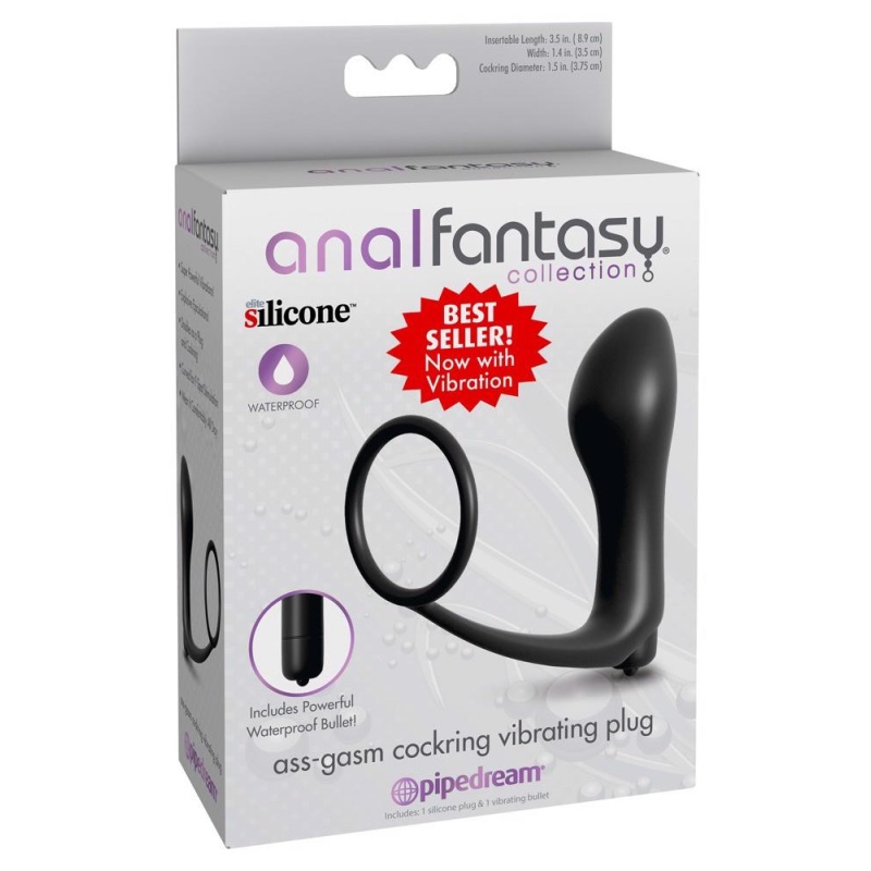 Ass-Gasm Cockring Vibrating Plug – wibrujący korek analny z pierścieniem na penisa, długość 10,4 cm - 1