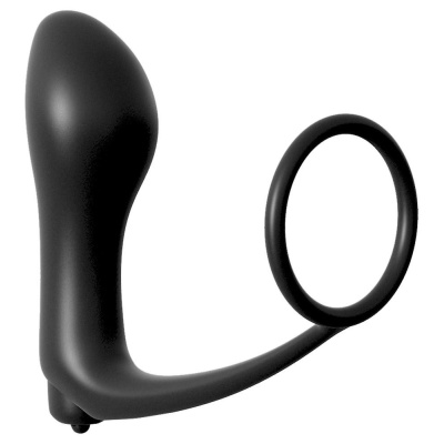 Ass-Gasm Cockring Vibrating Plug – wibrujący korek analny z pierścieniem na penisa, długość 10,4 cm - 1 2