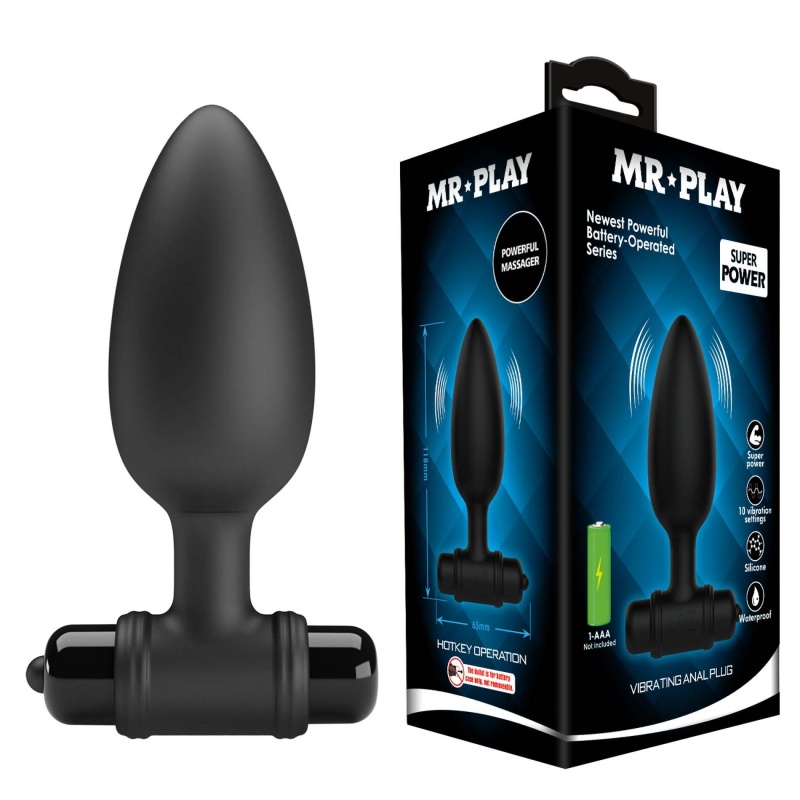 Wibrator analny z silikonu medycznego, 10 trybów wibracji, 6,5 x 11,8 cm - 1