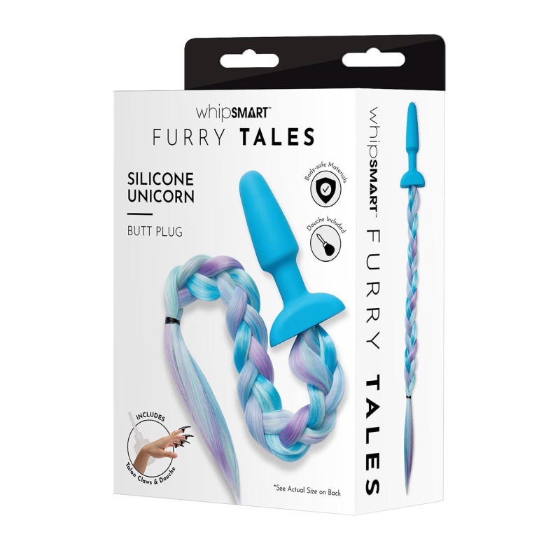 WHIPSMART 4.9 INCH SILICONE PLUG WITH PLAY TAILS UNICORN TAIL - 1