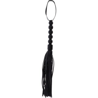 Short Beaded Flogger Whip Black - 1 2