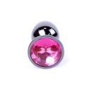 Jewellery Dark Silver Plug Pink - metalowy plug analny z różowym kryształem - 1